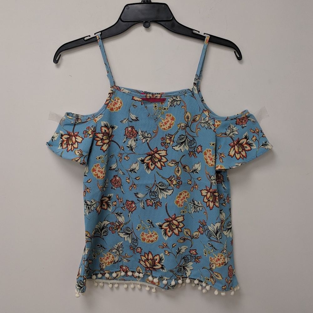 Me.n.u Girl's Light Blue Shoulderless Floral Top